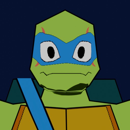 A low poly rendition of Michelangelo from Rise of the Teenage Mutant Ninja Turtles.